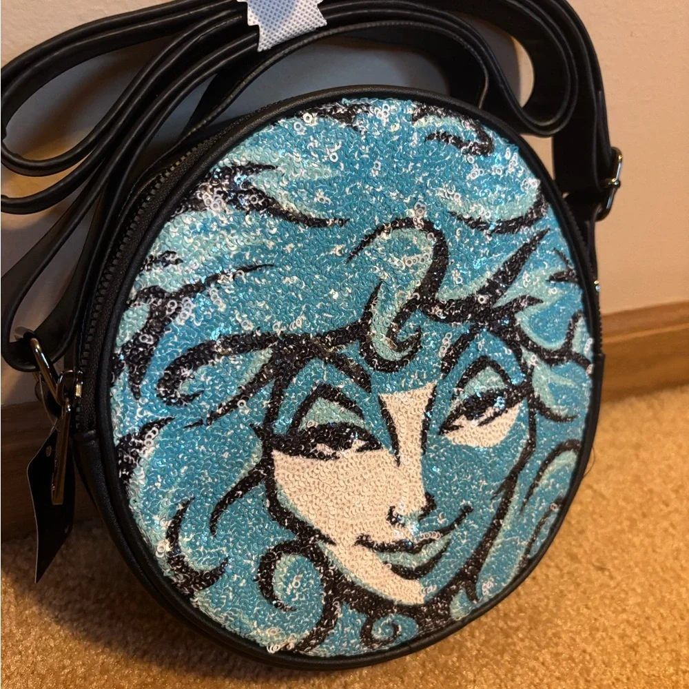 Disney Haunted Mansion Madame Leota Buckle Down Round Crossbody Sequin Purse - Picture 2 of 9